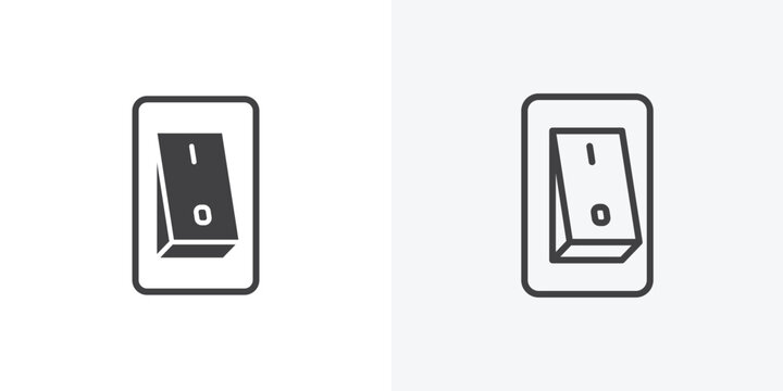 Electric switch icon vector sign symbol isolated on white. Stroke and clipart style