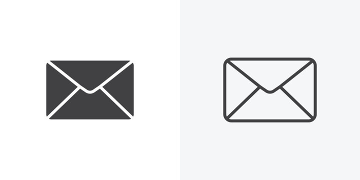 Email icon vector sign symbol isolated on white. Stroke and clipart style
