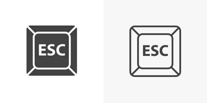 Esc icon vector sign symbol isolated on white. Stroke and clipart style
