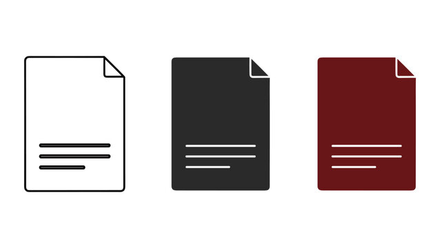 Document page icon set for text files and digital content management in flat vector design representing office data and business communication