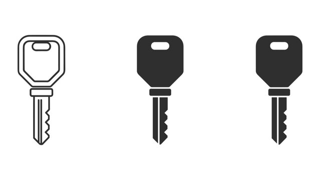 Car key icon set featuring outline solid black and minimalist design for automotive locksmith services and vehicle security concepts
