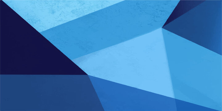 An abstract blue and white geometric wallpaper template featuring a vector pattern of light triangles, paper origami shapes, and lines for business brochure design