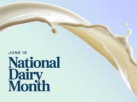 Fresh milk splash isolated on a light blue and white gradient background