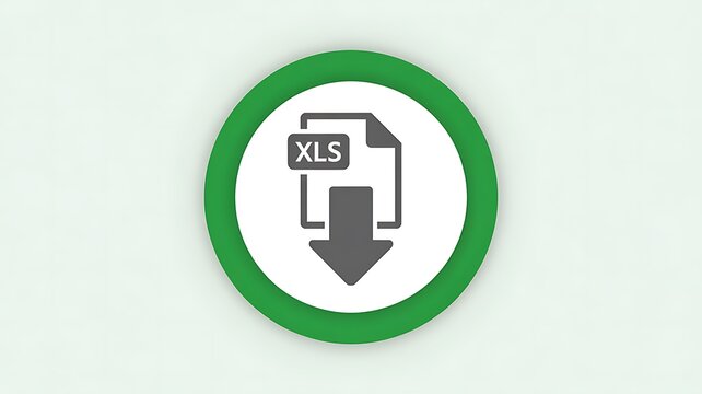 Excel spreadsheet download icon, green circle, XLS file symbol, data transfer