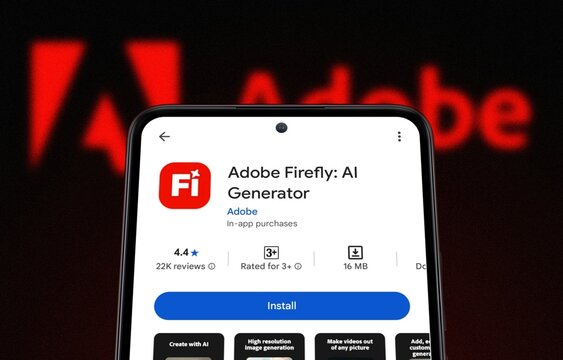  Adobe Firefly app install for Android smartphones.  Adobe Firefly app is seen on the Google Play Store. Adobe Firefly is a family of generative artificial intelligence