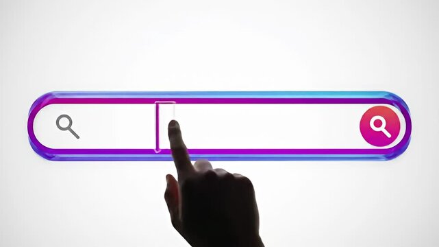 Colorful search bar with finger tap against white