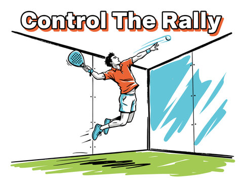 Padel club t shirt design. Padel champion league. Padel artwork for t shirt, posters, stickers. Control the rally design. Sport action illustration.