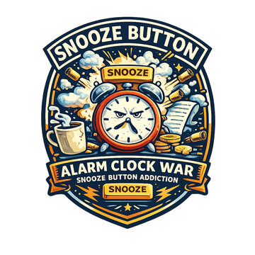 snooze button battle, alarm clock struggle, waking up problem, sleep deprivation, tired morning, snooze addiction, funny morning concept, exhausted lifestyle, alarm battle, burnout culture, sleepy moo