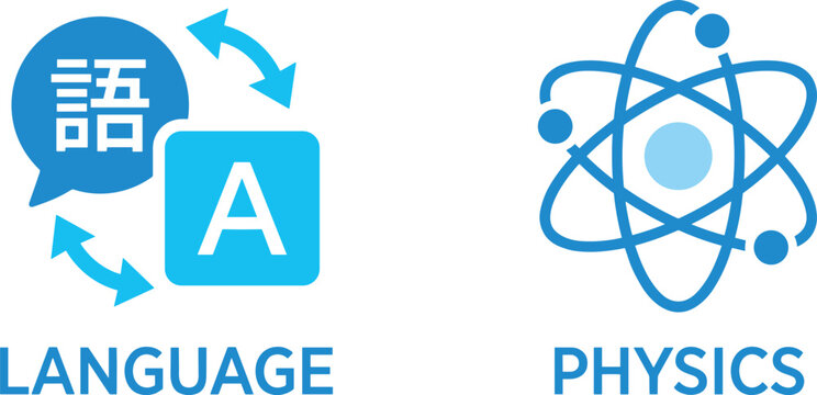 Language and Physics Icons with Symbols