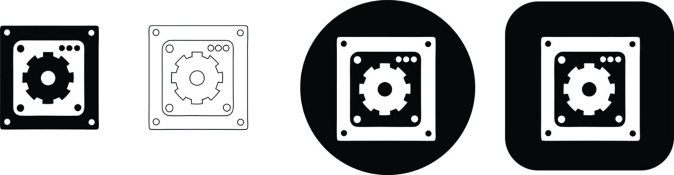 Gear mechanism representing engineering and mechanics in various formats gear symbol