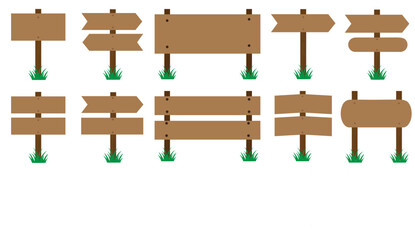 Flat design wooden road signs collection © JN Studio
