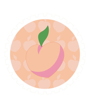 peach_stamp_flat_icon_vector