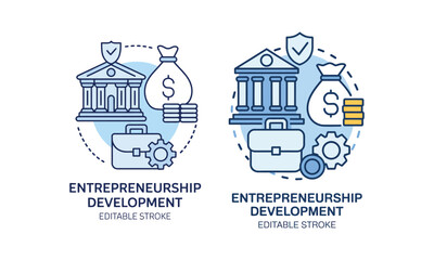 Fototapeta premium Entrepreneurship development illustration with financial growth and business startup concept