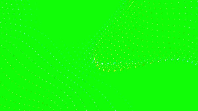 Waves of glowing digital dot grids flow across a green screen in a seamless 3D animation loop perfect for technology intros and futuristic background overlays