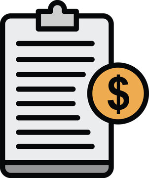 Clipboard with dollar coin representing financial document or transaction paper dollar sign