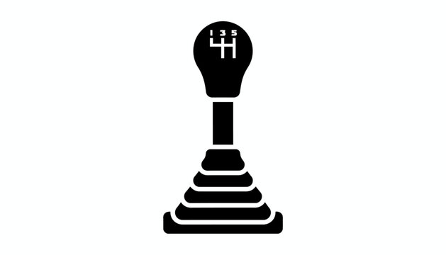 Manual gear shift icon, gearshift lever symbol, automotive transmission sign, black and white vector
