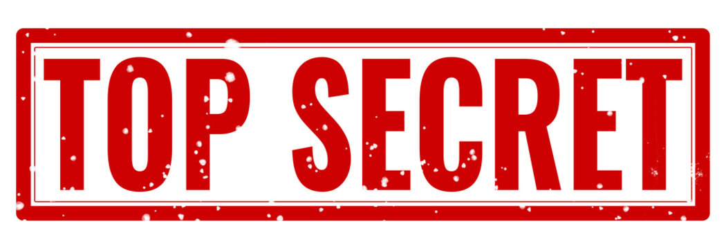 Red top secret stamp impression with a grunge texture