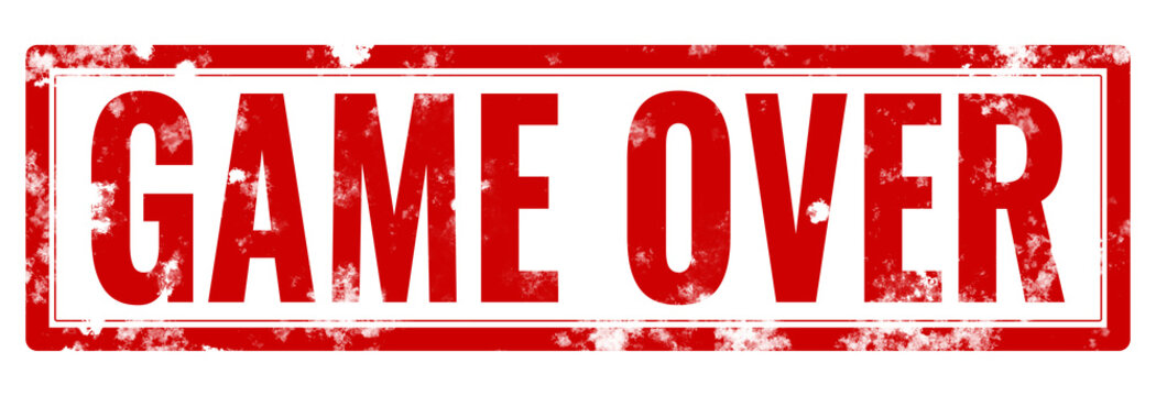 Red grunge rubber stamp with game over text