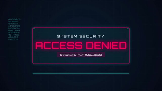 System Security Access Denied: Futuristic Digital Interface Animation.