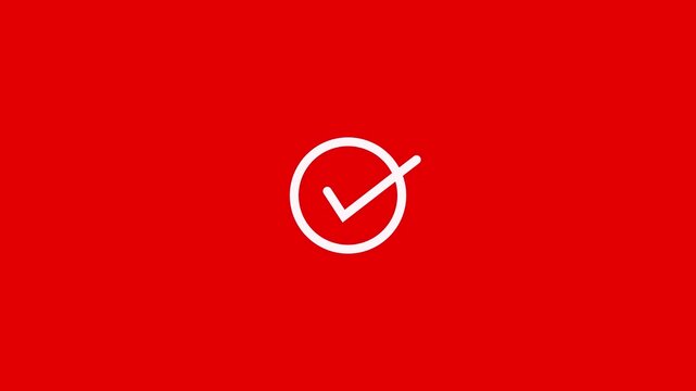Right tik mark icon loop animation .4k video on cyan background