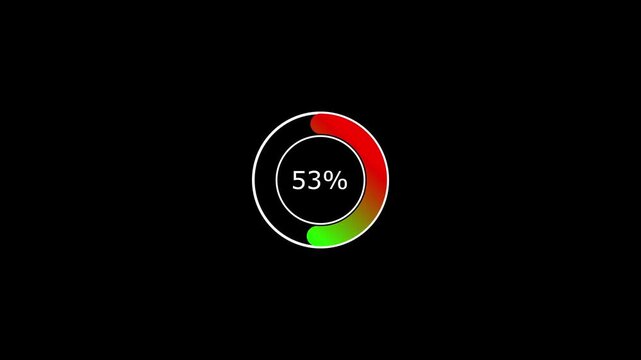 Futuristic Loading Indicator with 36 Percent Progress and Neon Glow circle. circle loding animation Beautiful Circle Loading icon animation. Animation for website. Red and green loading bar