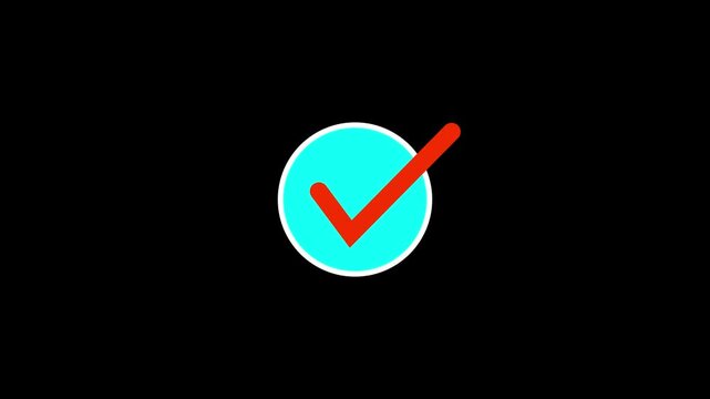 Red check mark in circle icon isolated on PNG transparent background for approval concept