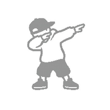 Minimalist dabbing boy vector illustration, urban street style dancer silhouette, grey and white cartoon character performing dab dance move
