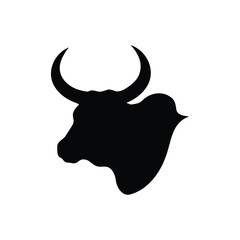Fototapeta premium Zebu head silhouette icon vector flat design.