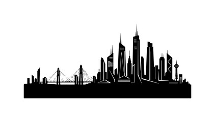 Fototapeta premium City skyline, urban silhouette, black cityscape, modern metropolis vector