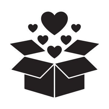 Minimalist black heart shape with white geometric patterns