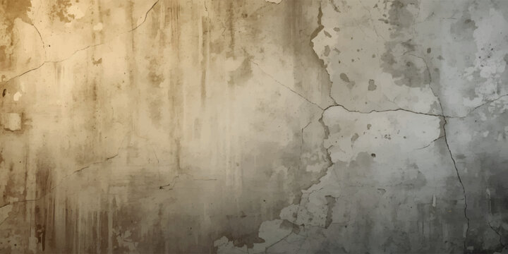 Vintage grunge wall texture with cracked concrete surface, aged plaster background and distressed urban pattern, abstract weathered vector illustration design.