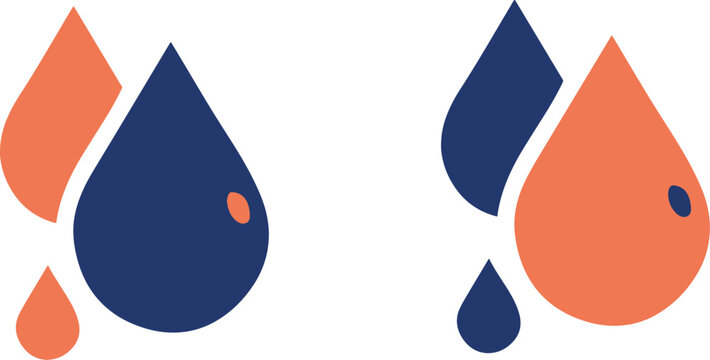 Illustrazione vettoriale di icone con gocce d&rsquo;acqua in vari stili. Ideale per concetti di idratazione, natura, ambiente, ecologia e risorse idriche.