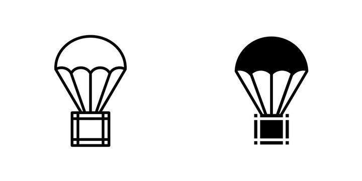 Parachute icon on white background, editable stroke svg 10