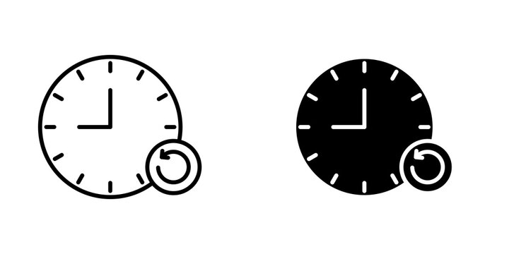 Rewind time icon on white background, editable stroke svg 10