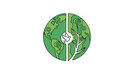 Obraz premium Green Earth with Tree Symbol.