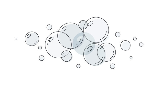 Collection of transparent glass bubbles.