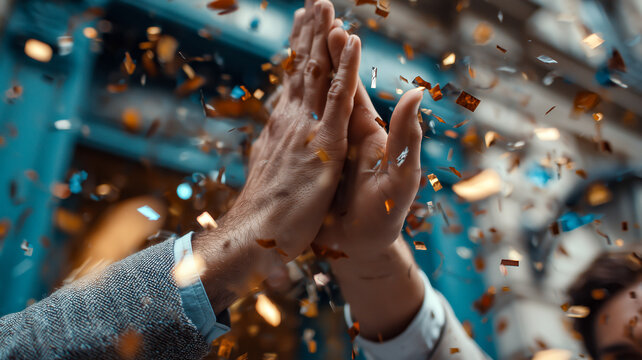 Celebration Hands Clapping with Confetti