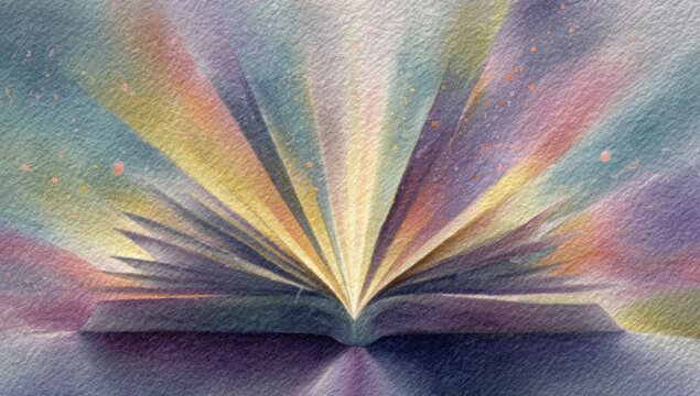 Open Book Radiating Colorful Light and Energy.
