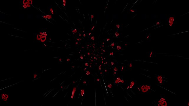 Falling Brahma Hindu Indian Symbols Animation Background, on Alpha Channel, Loop
