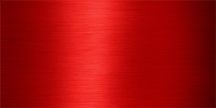 A seamless red brushed metal texture background features a blank metallic aluminum surface with a vintage grunge pattern design on a stainless steel sheet