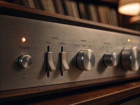 Retro Audio Amplifier With Knobs And Sliders