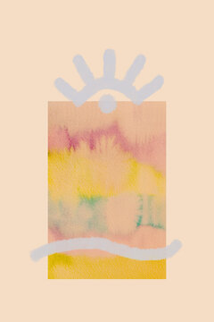 Minimal background design watercolors and hand drawn abstracts
