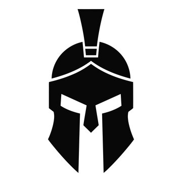 Spartan warrior helmet icon in black color  ancient Greece symbol icon