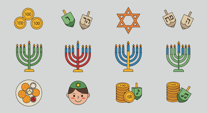 Happy hanukkah element decorations, vector illustration design
