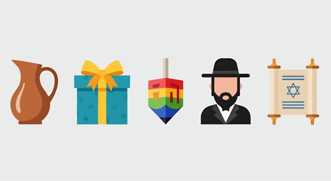 Happy hanukkah element decorations, vector illustration design