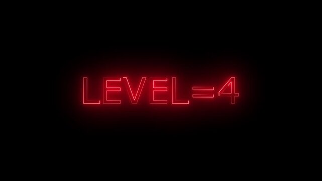 Abstract glowing neon level 4 animation on black background. motion graphic perfect for social media content