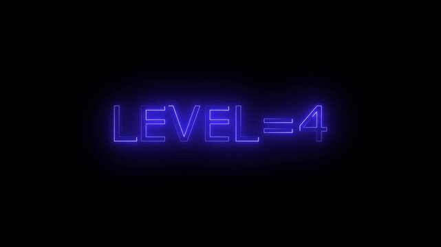 Abstract glowing neon level 4 animation on black background. motion graphic perfect for social media content