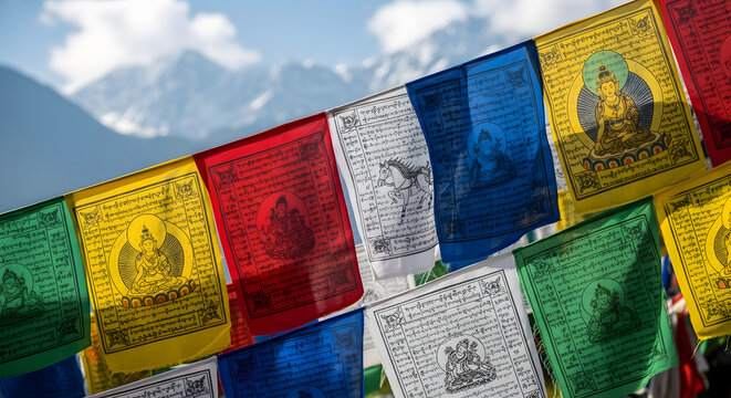 Buddhist prayer flags in colors.