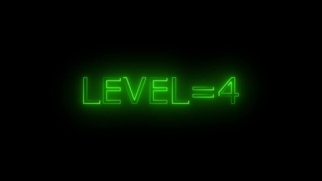 Abstract glowing neon level 4 animation on black background. motion graphic perfect for social media content