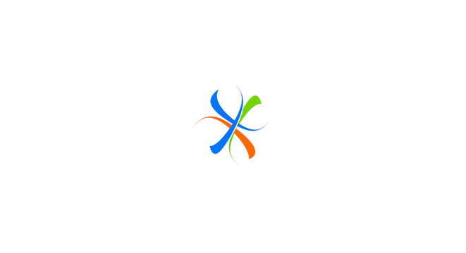 A colorful logo with curved lines in blue, orange, green, and light blue on a white background, conveying a dynamic and modern feel with a minimalist composition.